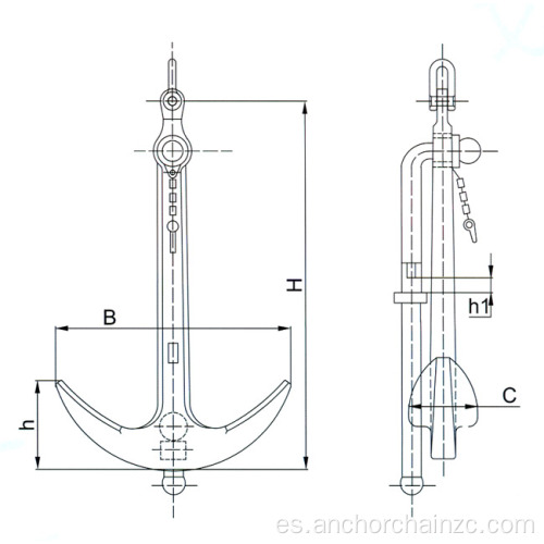 Anchor de admirantazgo pintado de asfalto negro